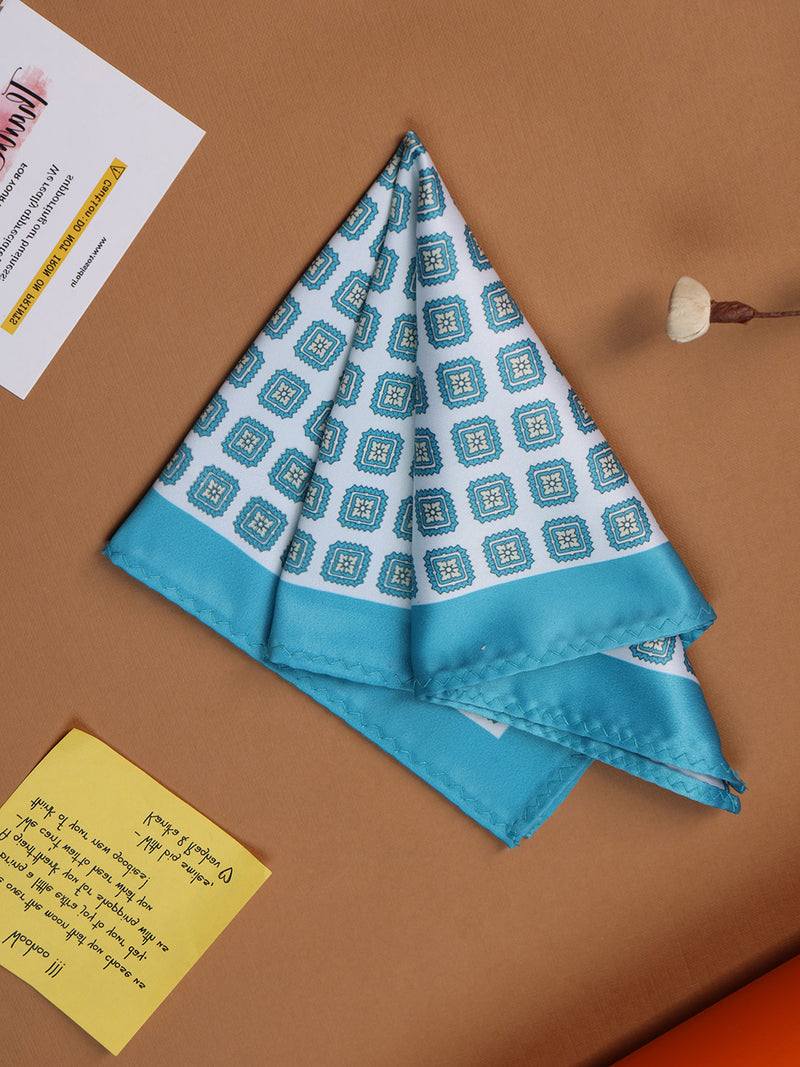 Blue Geometric Pocket Square