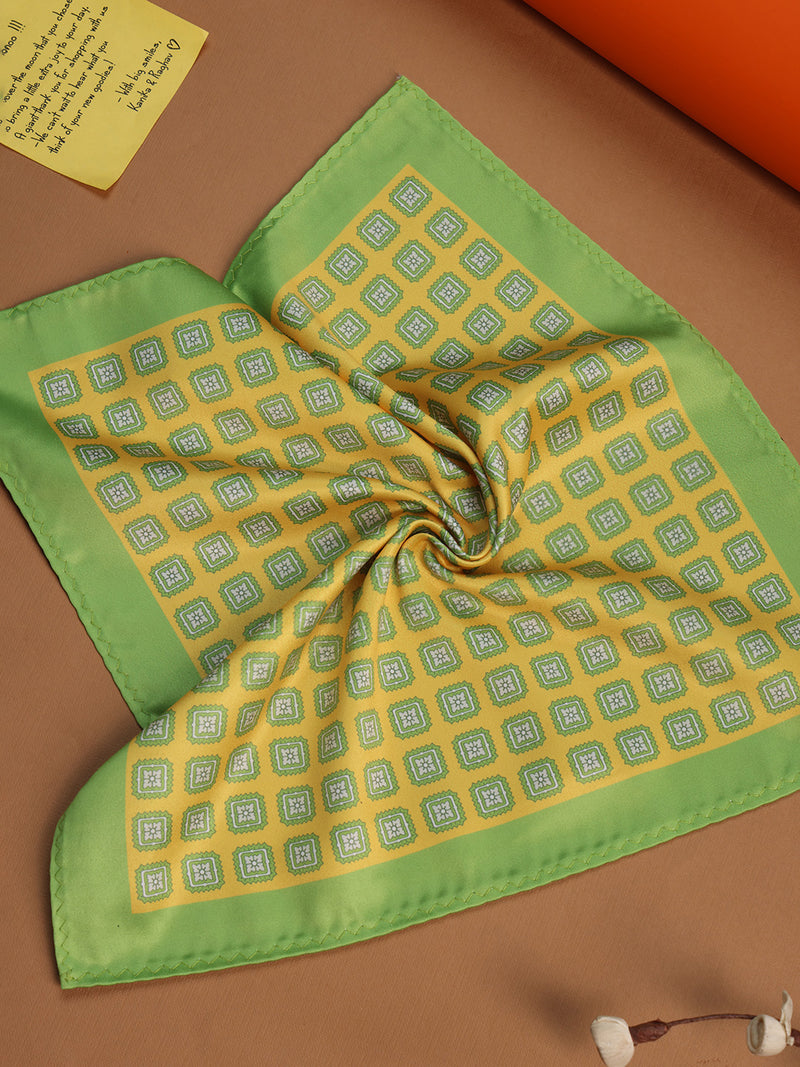 Green & Yellow Geometric Pocket Square