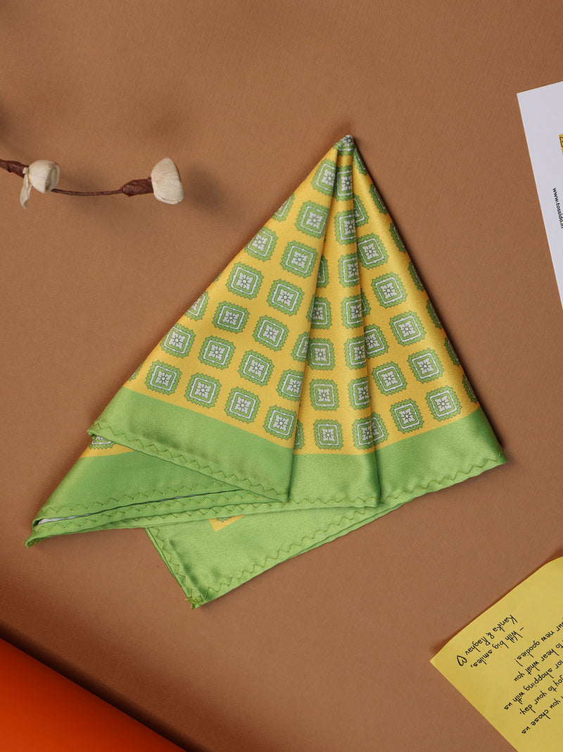 Green & Yellow Geometric Pocket Square