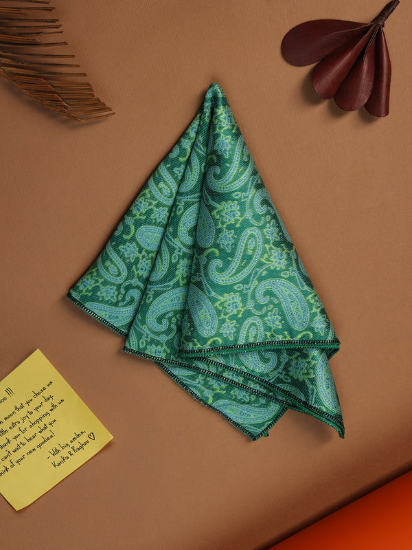 Green Paisley Jacquard Pocket Square