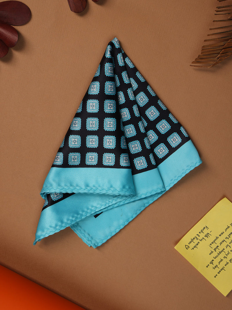 Blue Geometric Pocket Square