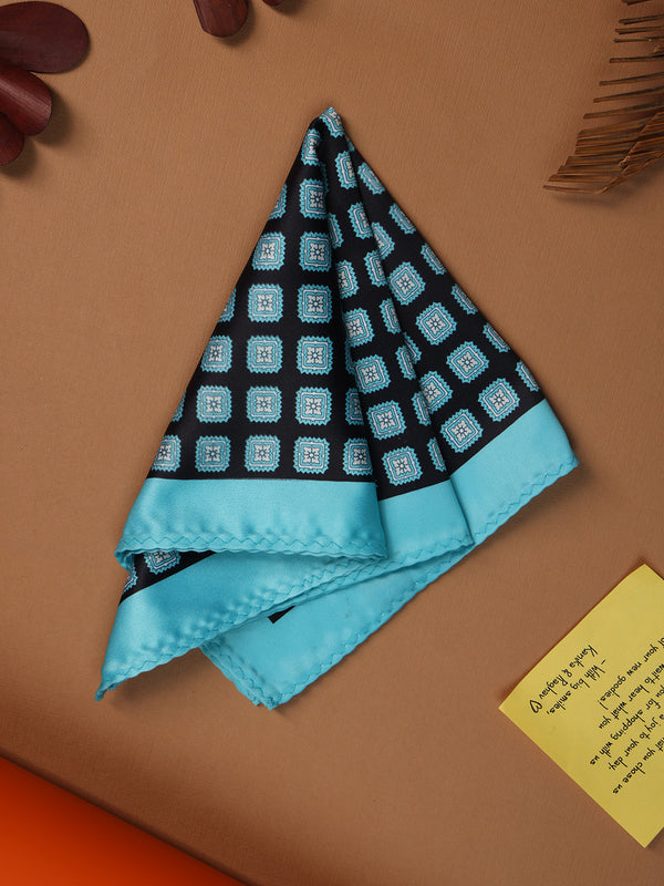 Blue & Black Geometric Pocket Square