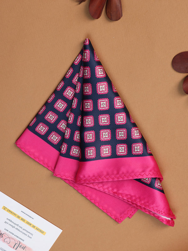 Blue & Pink Geometric Pocket Square