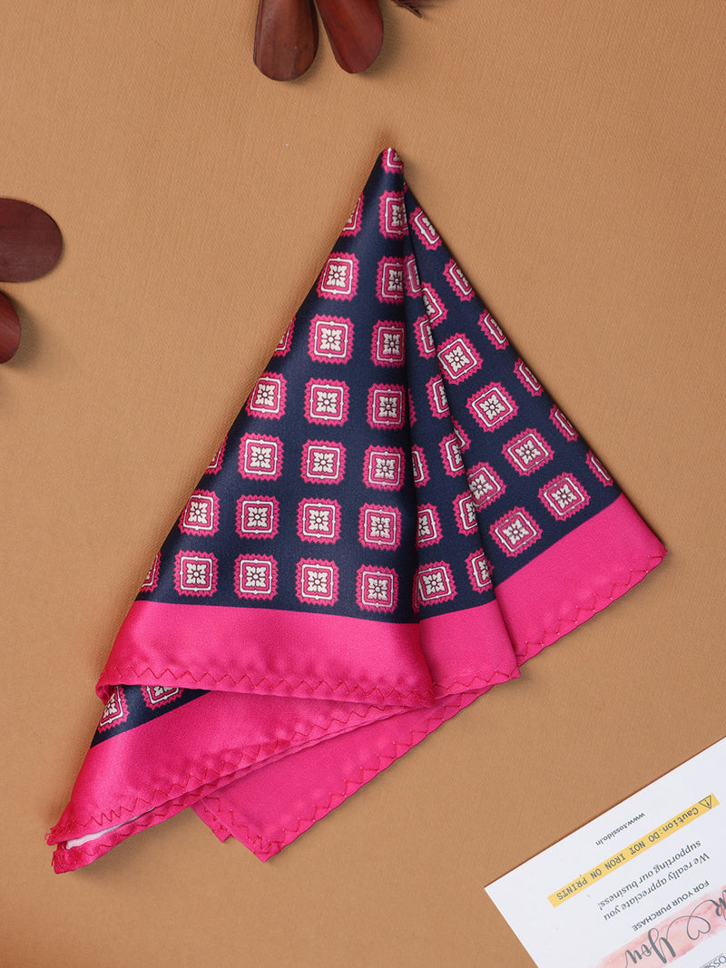 Blue & Pink Geometric Pocket Square