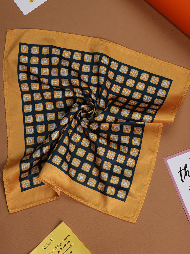 Mustard & Black Geometric Pocket Square