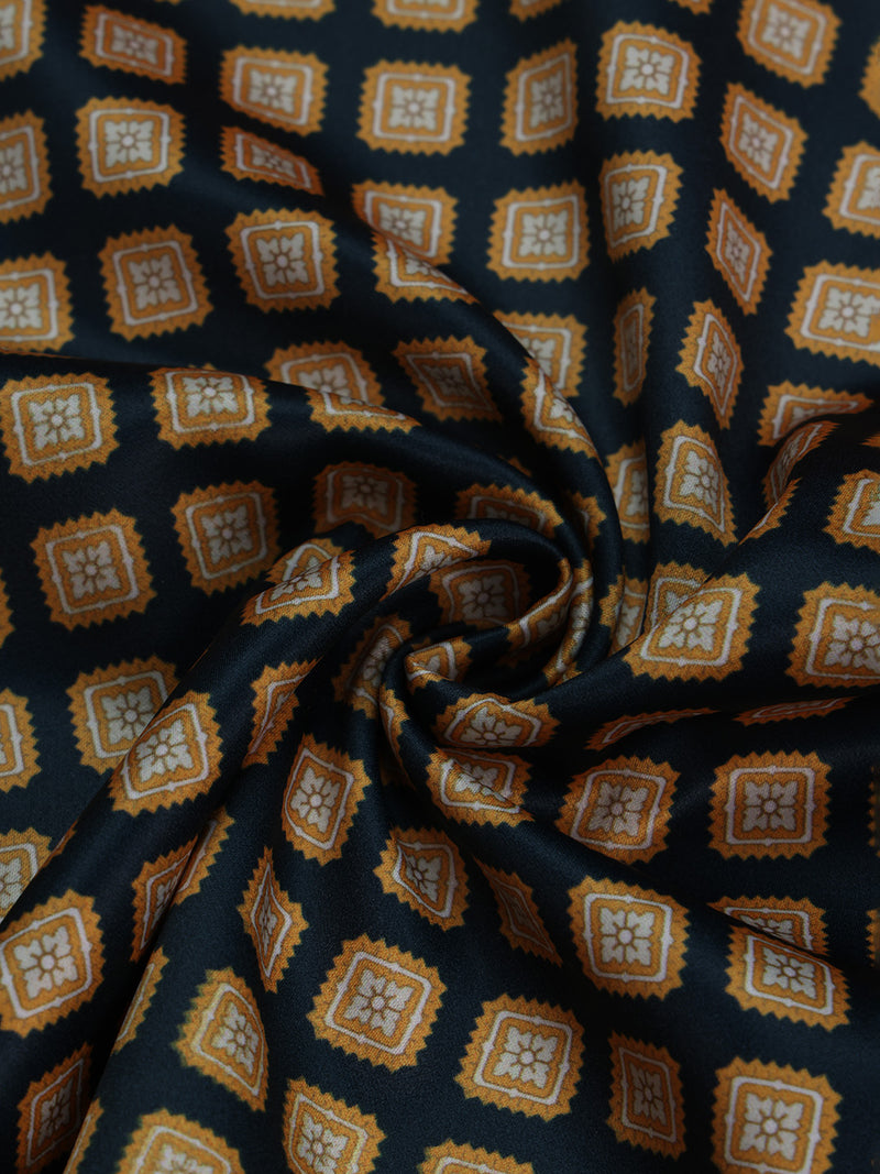 Mustard & Black Geometric Pocket Square