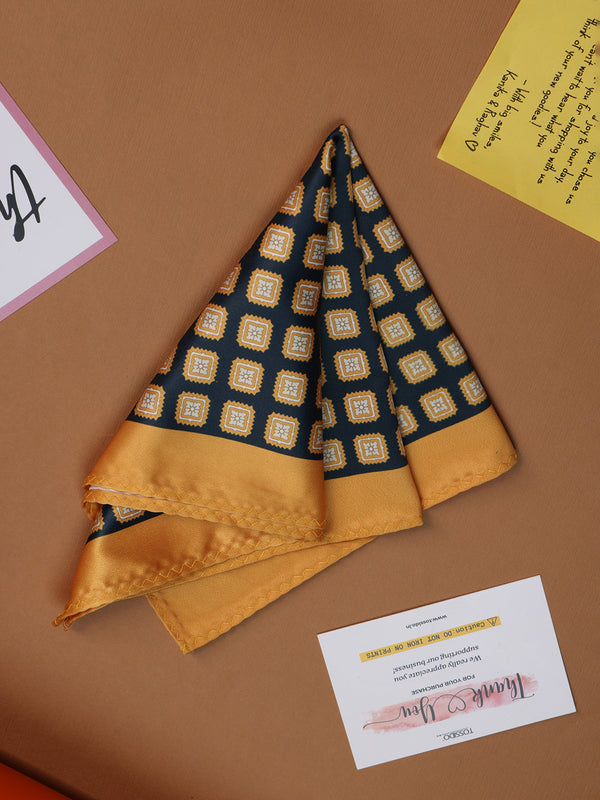 Mustard & Black Geometric Pocket Square