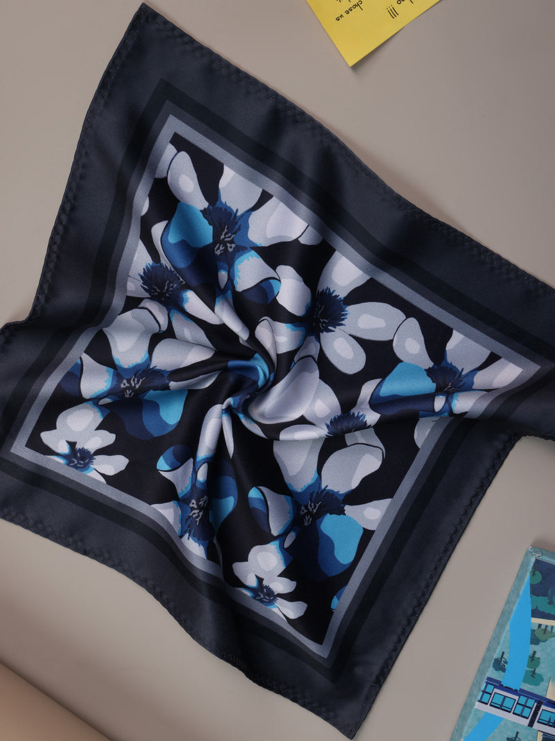 Black Floral Pocket Square