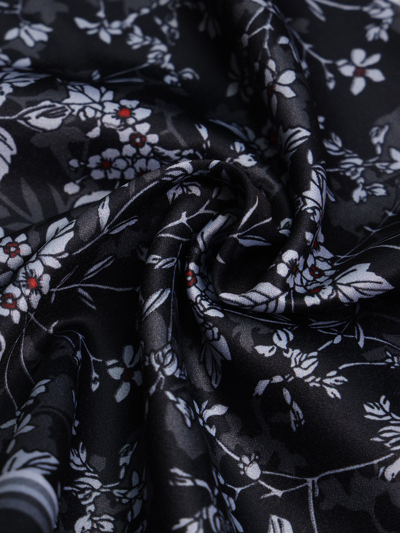 Black Floral Pocket Square