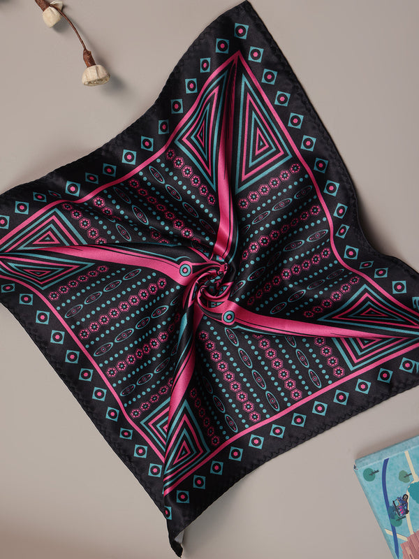 Pink & Black Geometric Pocket Square