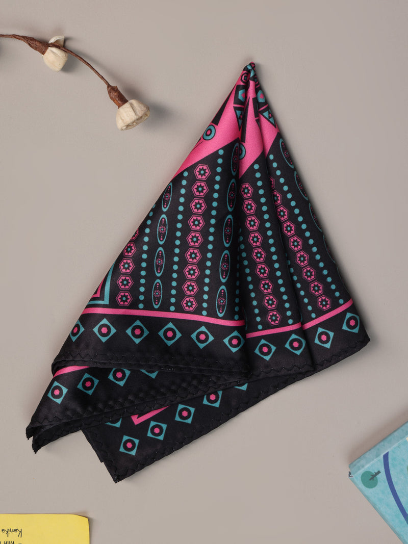 Pink & Black Geometric Pocket Square