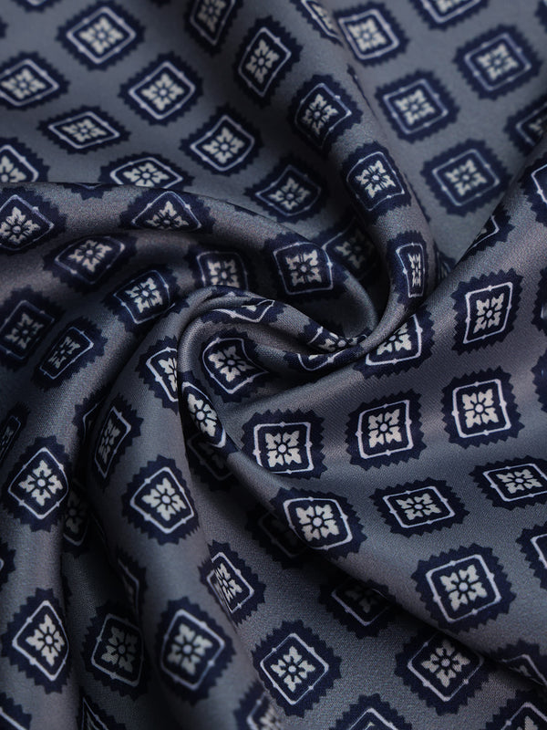 Grey & Blue Geometric Pocket Square