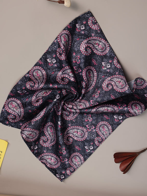 Grey Paisley Pocket Square