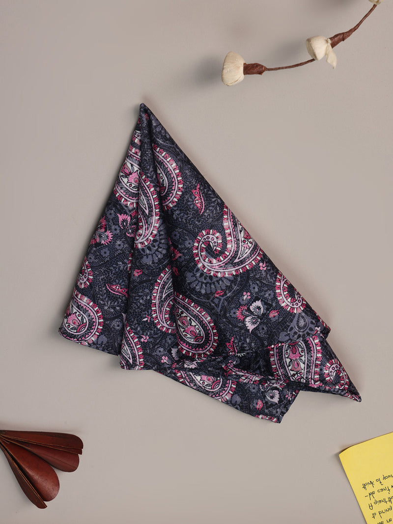 Grey Paisley Pocket Square