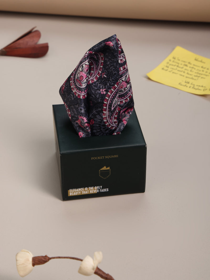 Grey Paisley Pocket Square