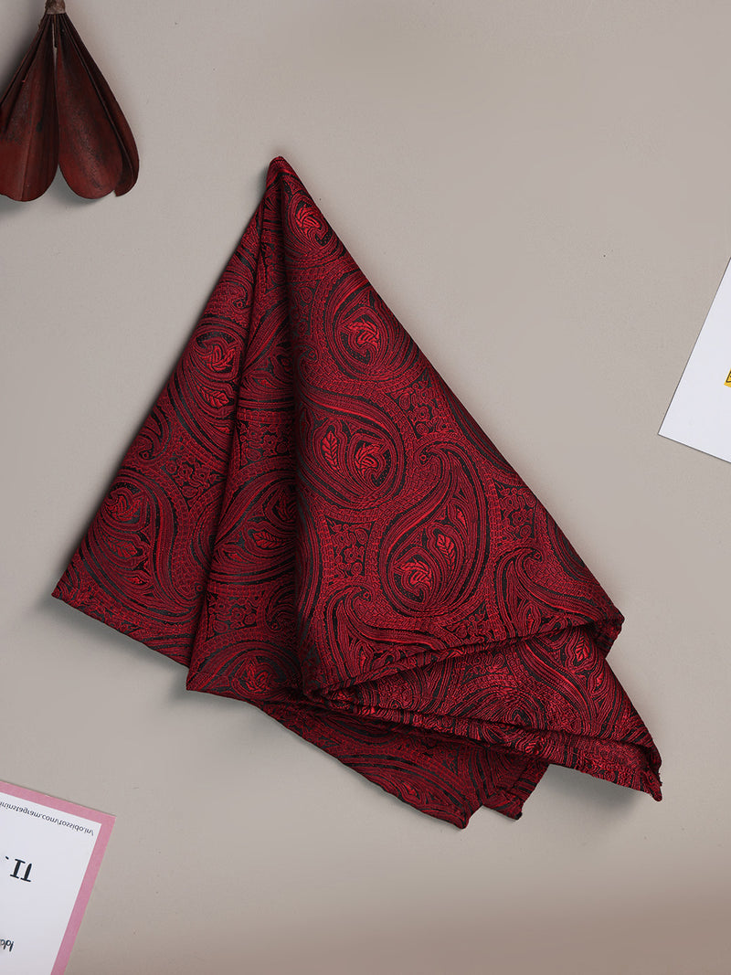 Maroon Paisley Jacquard Pocket Square