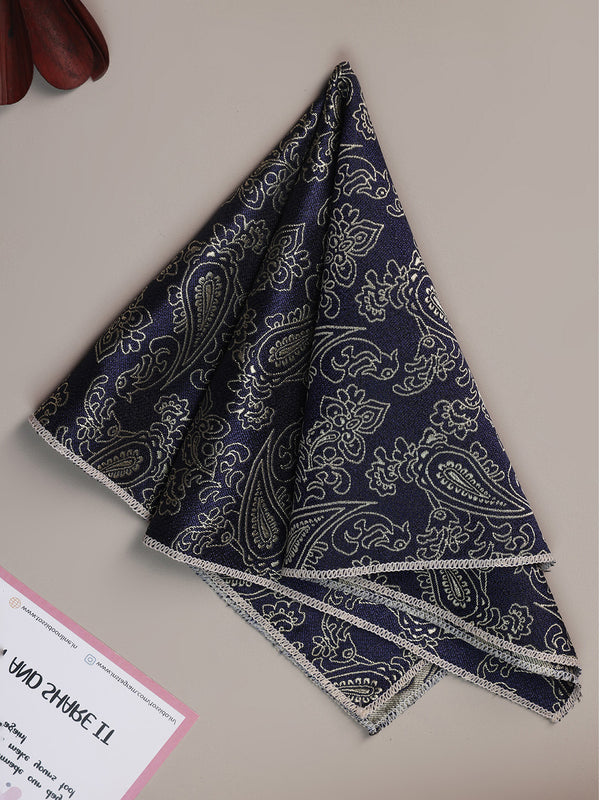 Blue Paisley Jacquard Pocket Square