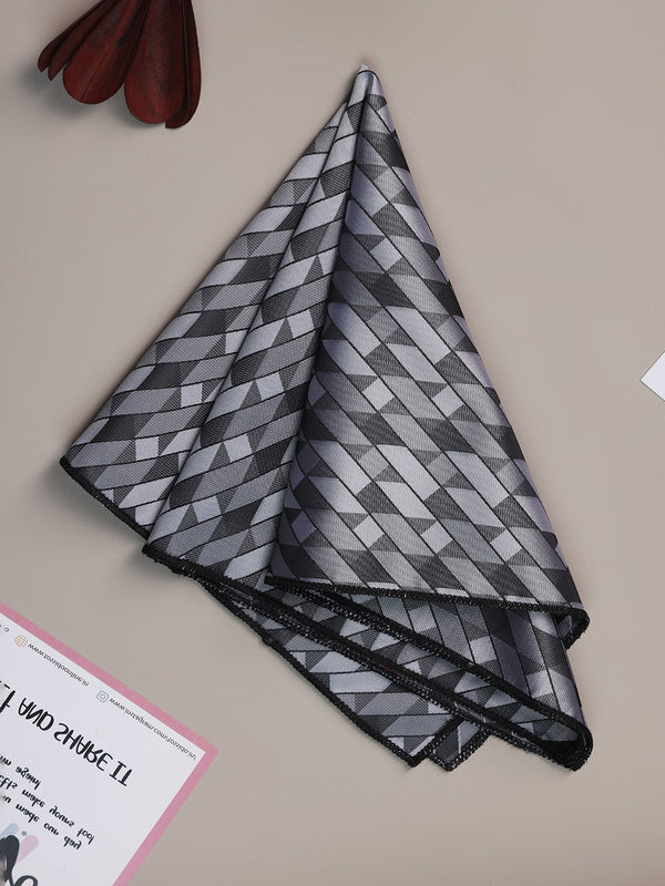 Grey Geometric Jacquard Pocket Square