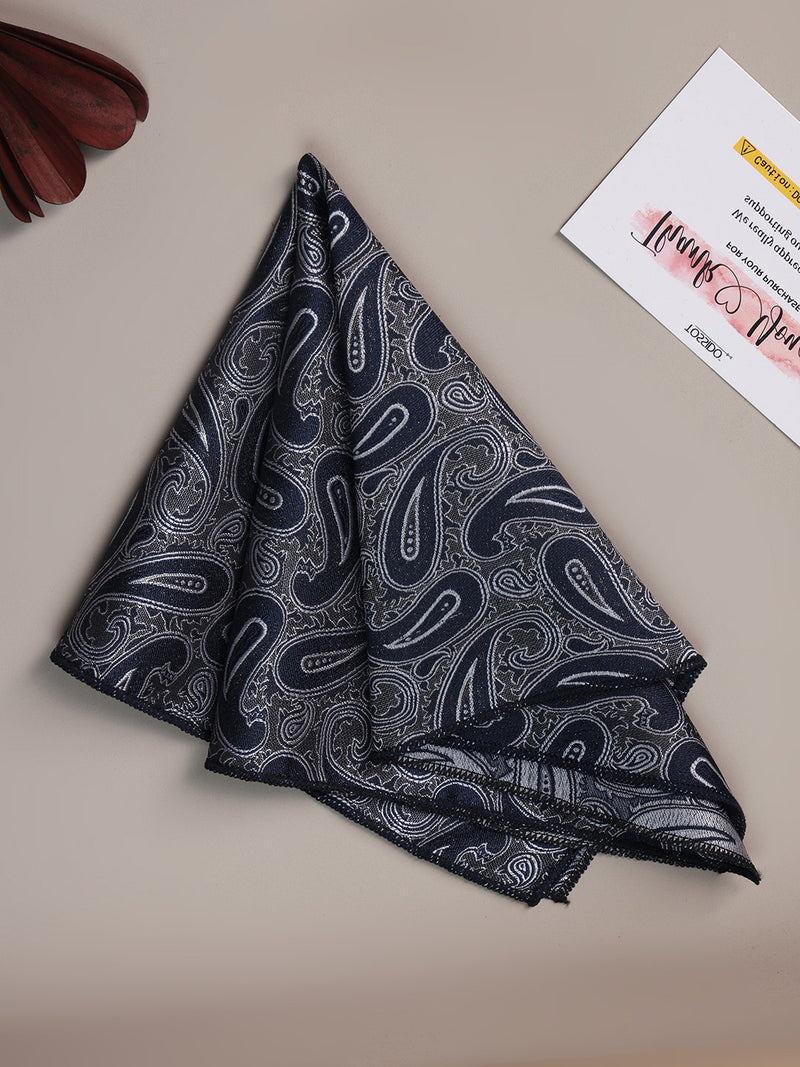 Blue Paisley Jacquard Pocket Square