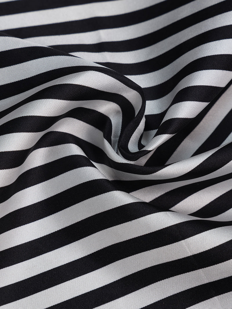 Black & White Stripe Silk Pocket Square