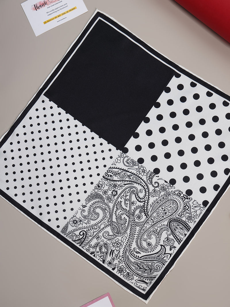 Black & White Multipattern Silk Pocket Square