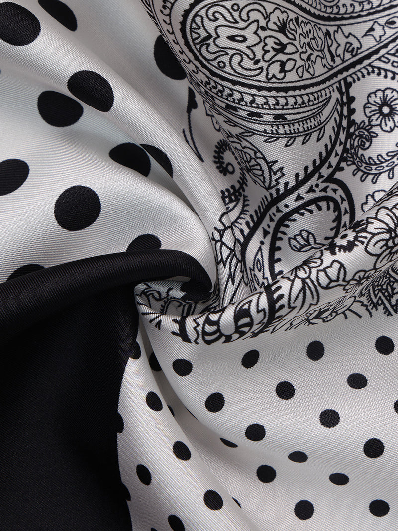 Black & White Multipattern Silk Pocket Square