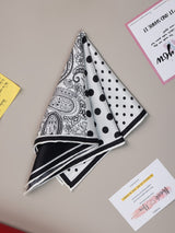 Black & White Multipattern Silk Pocket Square