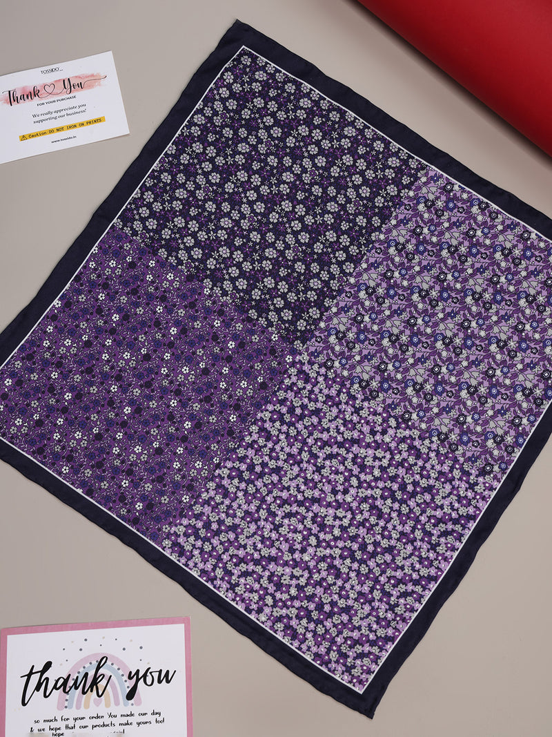 Purple Floral Silk Pocket Square