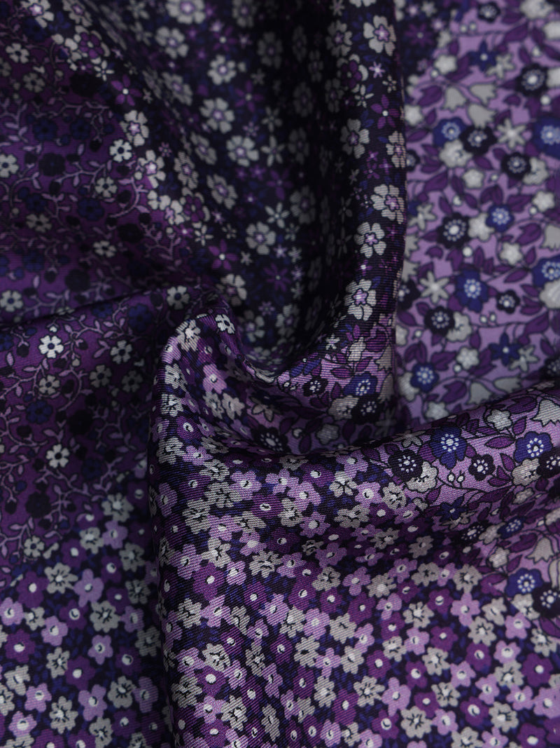 Purple Floral Silk Pocket Square