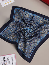 Blue Paisley Silk Pocket Square