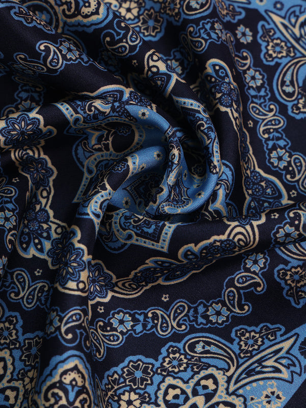 Blue Paisley Silk Pocket Square