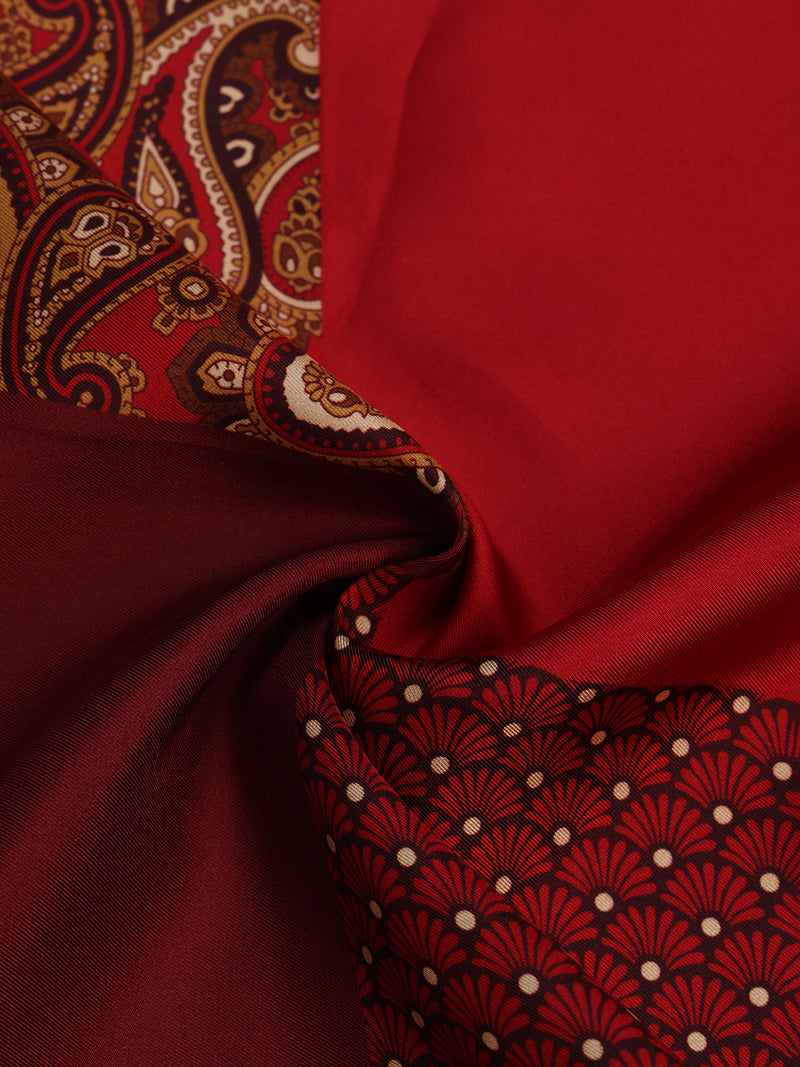 Red Multipattern Silk Pocket Square