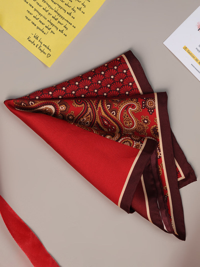 Red Multipattern Silk Pocket Square