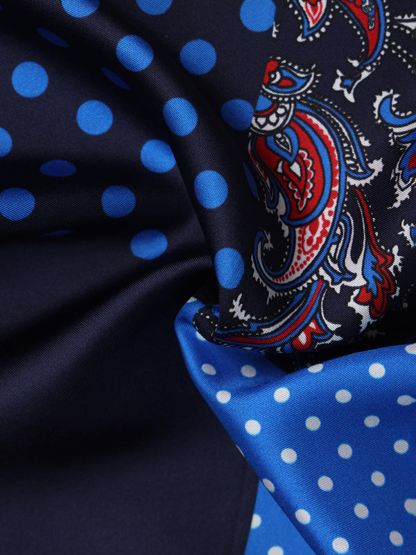 Blue & Red Multipattern Silk Pocket Square