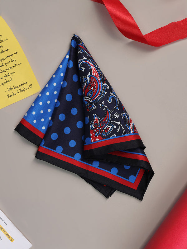 Blue & Red Multipattern Silk Pocket Square