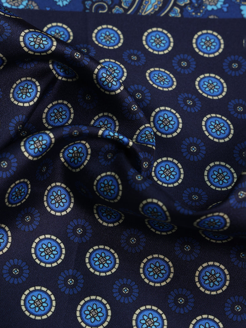 Blue Paisley Silk Pocket Square