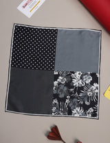 Black & Grey Multipattern Silk Pocket Square