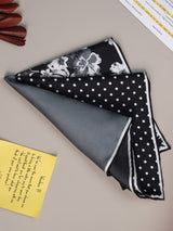 Black & Grey Multipattern Silk Pocket Square