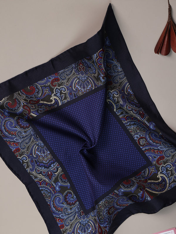 Blue Paisley Silk Pocket Square