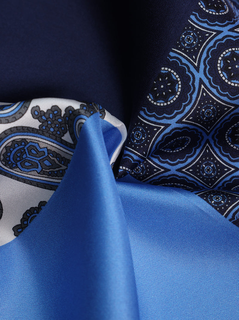 Blue Multipattern Silk Pocket Square