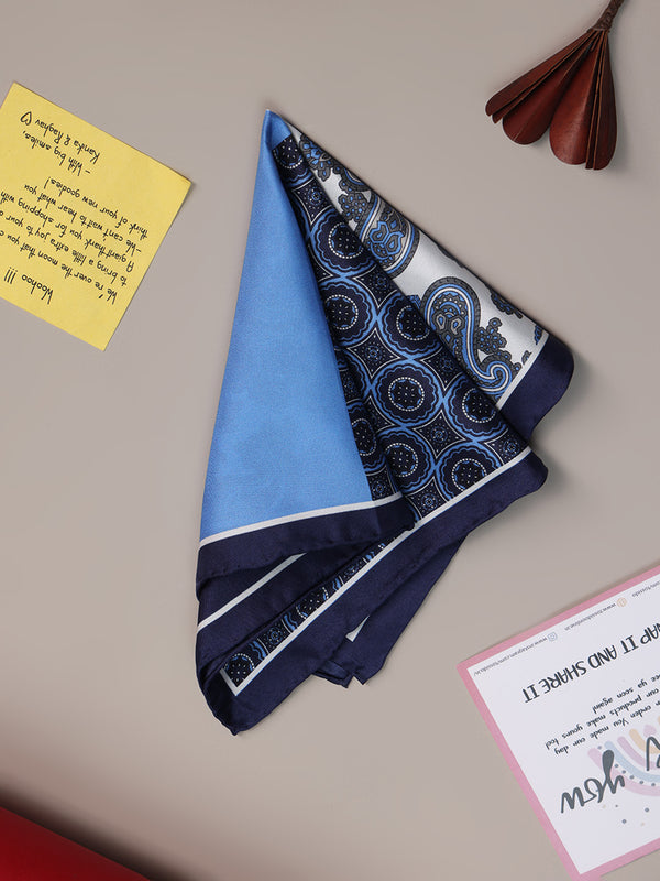 Blue Multipattern Silk Pocket Square