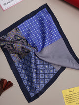 Blue & Grey Multipattern Silk Pocket Square