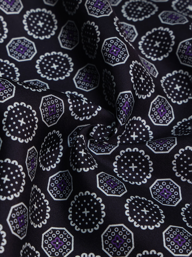 Black Geometric Silk Pocket Square