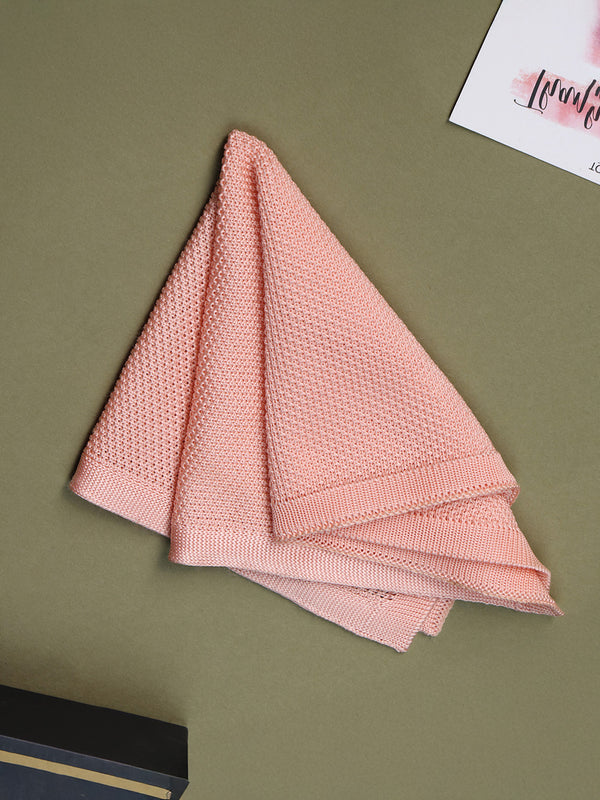 Peach Solid Knitted Pocket Square