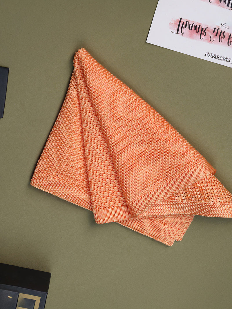 Peach Solid Knitted Pocket Square