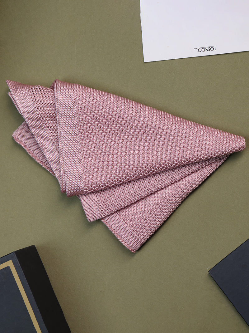 Pink Solid Knitted Pocket Square