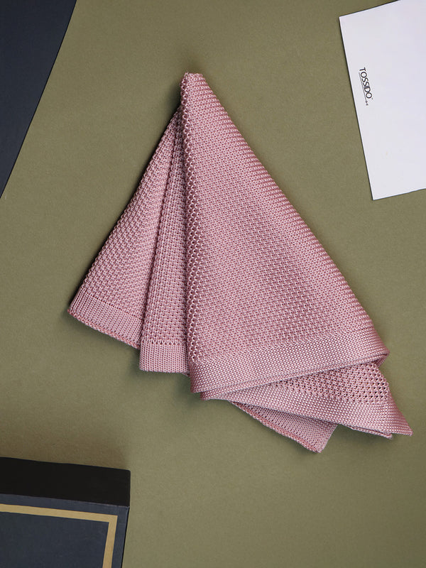 Pink Solid Knitted Pocket Square