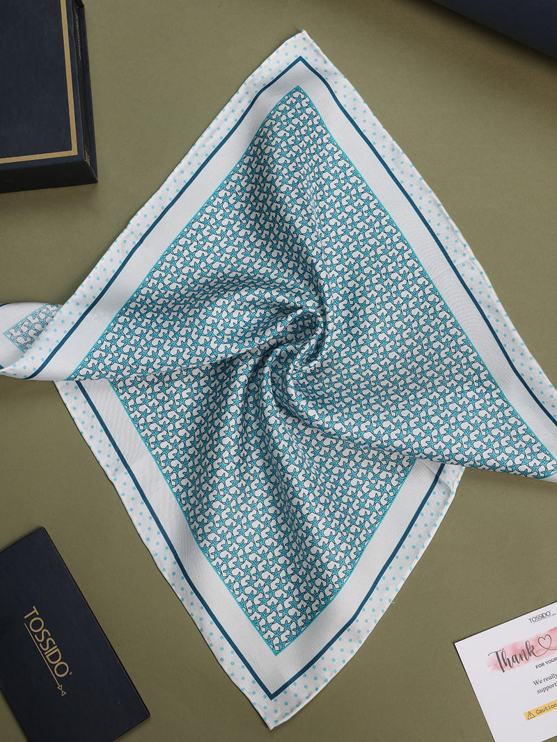 Blue Starfish Silk Pocket Square