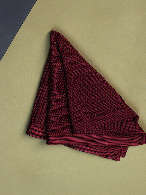 Maroon Solid Knitted Pocket Square