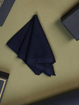 Blue Solid Knitted Pocket Square